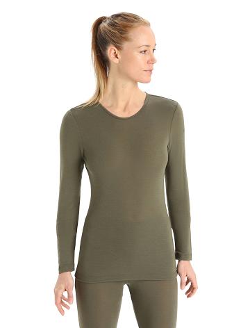 Une pièce Icebreaker Merino 175 Everyday Long Sleeve Crewe Thermal Top Femme Vert Olive | FR 1778YXFU